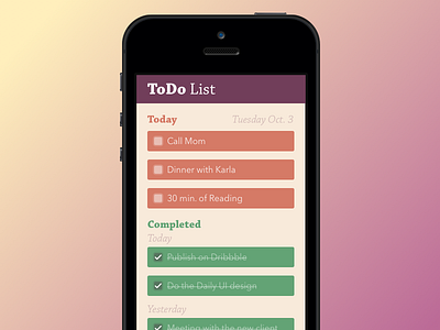 ToDo List - 042 042 dailyui list todo ui