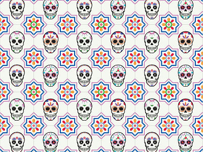 Background Pattern - 059 059 azulejo background pattern calavera dailyui día de muertos skull