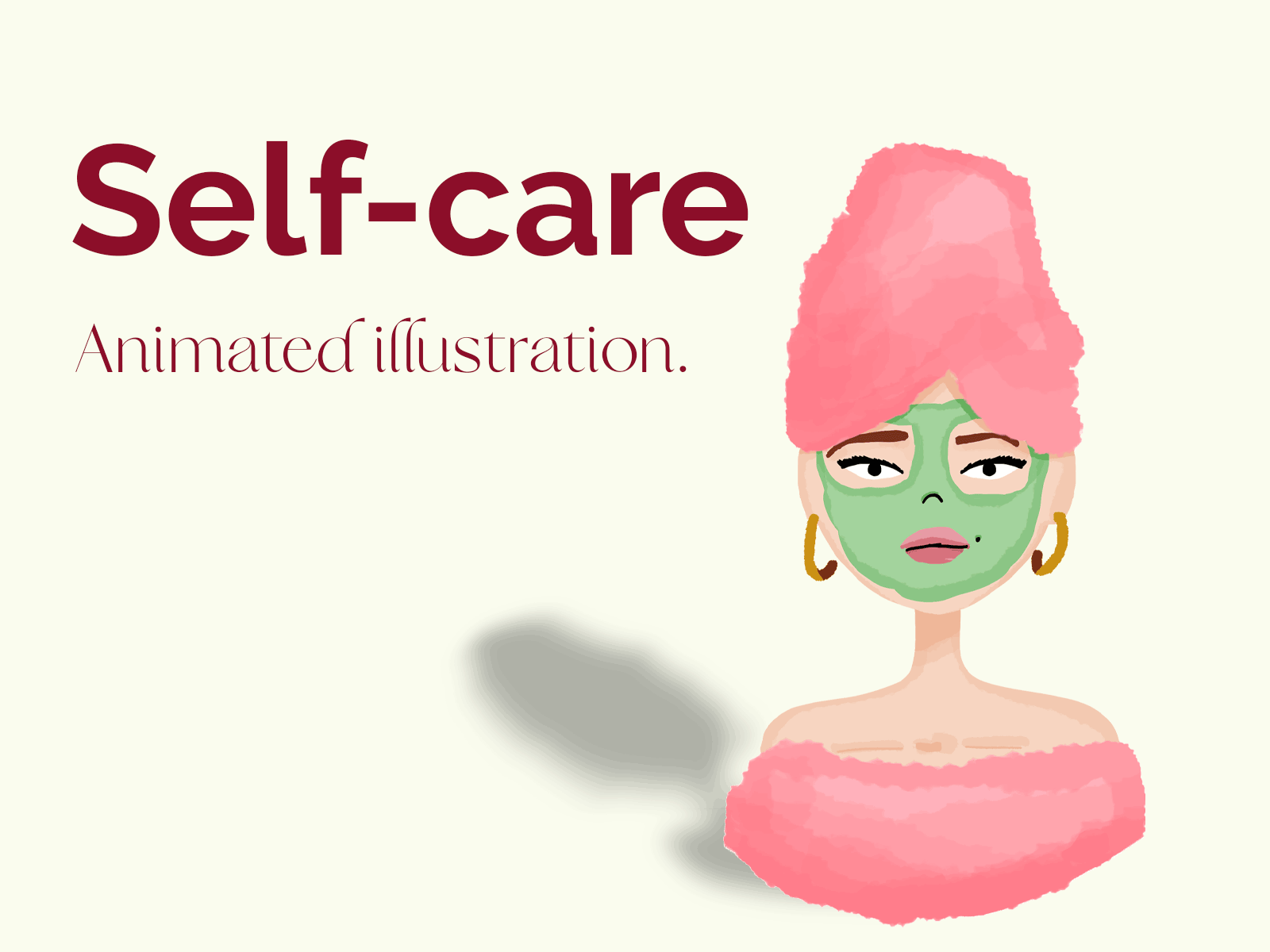 SELF CARE animatedgif animation girl illustration motif pink spa wink