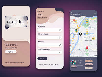 Taxi app app design ui ux web