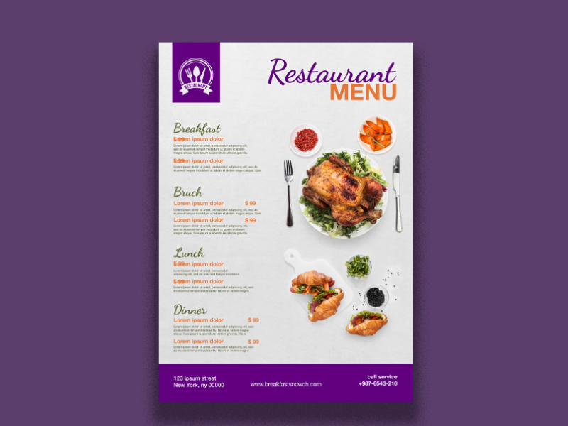 Resturant Food Menu Flyer Template. by Shorif mehmud on Dribbble