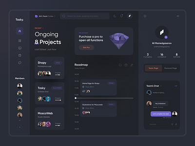 Tasky Dashboard app clean design flat minimal ui ux web website