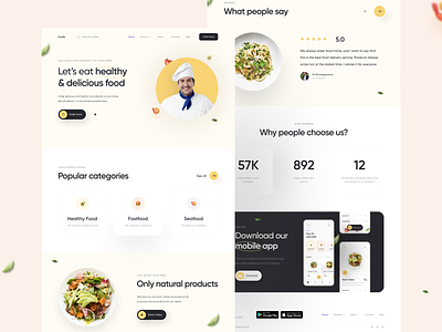 Foodly | Landing Page app clean typography ui ux web website