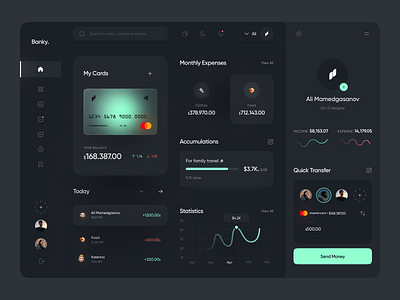 Banky | Dashboard app clean design minimal ui ux web