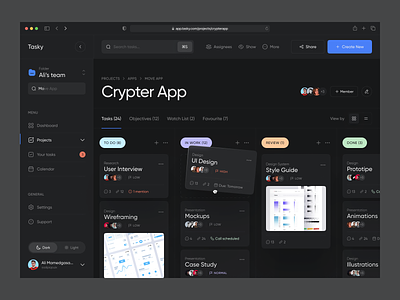 Tasky | Project Management Dashboard app clean minimal ui ux web