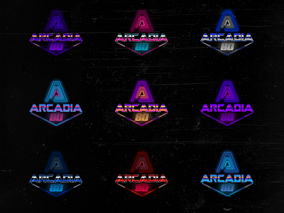 Logo Variants : Arcadia 80 80s arcade arcadia arcadia 80 concept eighties logo néon retrowave synthwave variantes