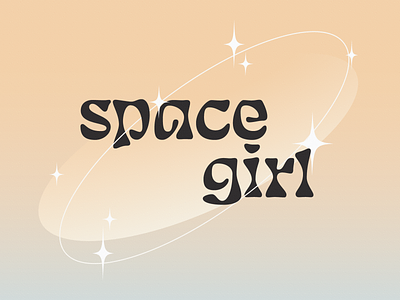 Space Girl Orbit with Stars adobe adobe illustrator blue color design girl gradient minimal orange retro space texture typography vector