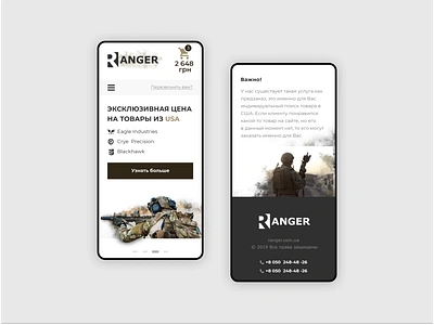 Щnline store "RANGER" armament arms arsenal branding design equipment gun military military store rifle soldier ui ux weapon web