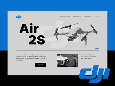 Landing page "DJI Air 2S" air 2s branding design dji drone filming graphic design landing page logo quadcopter technique typography ui ux web