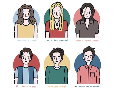 Friends avatar with quotes avatarcharacters avatars chandler bing digitalart friends friendsquotes friendssitcom friendstvshow illustration joey tribbiani monica geller profile avatar rachel green ross geller sitcom