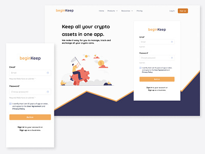 beginKepp - Sign up Page branding crypto dailyui graphic design ui