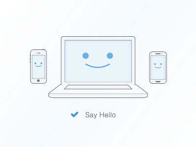 Hello! illustration laptop mobile