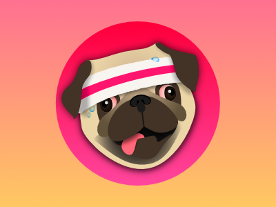 Get fit like a pug app dog fitness icon logo pink pug workout