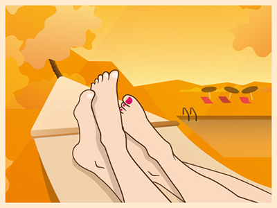 Illustration for fungal nail infections test chill feet foot hammock orange relax sun