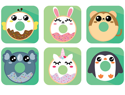 DONUT KAWAII adobe illustrator animal illustration childrens illustration design designs flatdesign food illustration icon illustration kawaii vector illustration