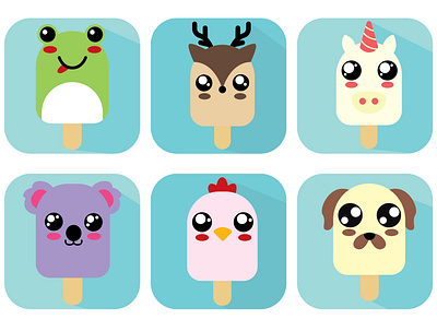 KAWAII ICE CREAM adobe illustrator animal illustration childrens illustration design designs flat design flatdesign food illustration icon illustration kawaii vector illustration