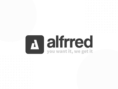 Logo for Alfrred - You Want It, We Get It we get it graphic design