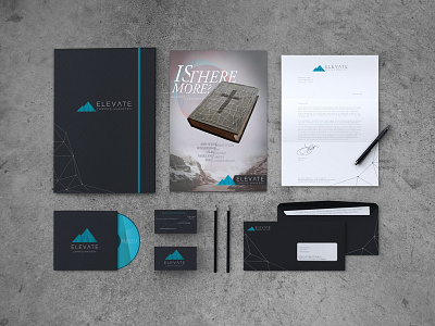 Elevate Identity branding business card campus elevate identity letterhead ministry mock up stationary