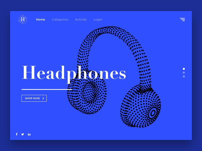 Concept for Headphone Website 3d ae animation blue c4d flat gif headphone loop motion ui website
