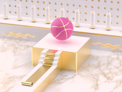 1x Dribbble Invite 3d c4d dreamy dribbble gold illustration invite isometric marble render