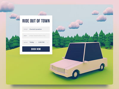 Car Rent UI Concept 3d booking c4d car green illustration low poly rent tree ui ux website