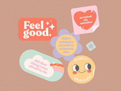 Feel Good Badges badges cute illustration mental health stickers vector