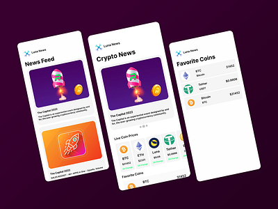 UX/UI for Crypto News App app design design
