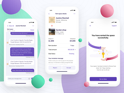 Renting your store - Popup Shops Platform brand owner clean collaboration ecommerce entrepreneurs flat freebie illustration ios mobile negotiation orders popup shops purchase rent rental shops store storefront ui