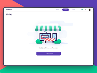 Start by Adding Your Store for Renting - Popup Shops Website brand owner collaboration ecommerce emptystate free freebie freebies illustration ios mobile negotiation orders popup shops purchase rent rental shops sketch store storefront