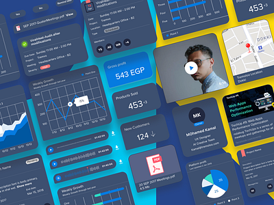 ChatBot Components - Dark action audio chat chatbot decisions free freebie ios map meeting mobile record sketch time