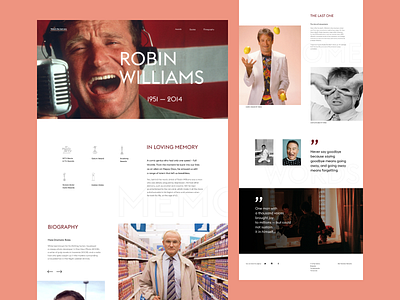 Landing page for Robin Williams design landing page landingpage typography ui ux web