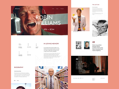 Landing page for Robin Williams