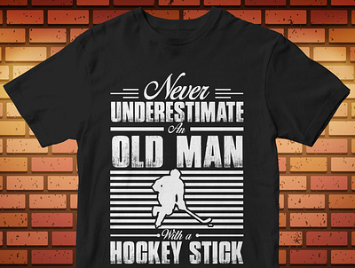 never underestimate an old man with a hockey stick cut files design icon illustration illustrator logo svg design tshirtdesign typography vector