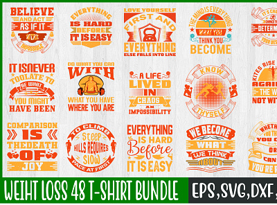Weiht loss 48 t-shirt bundle animation free svg quotes graphic design logo