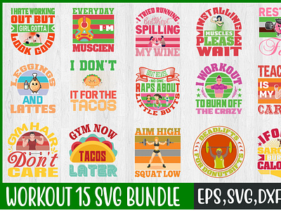 Workout 15 svg bundle animation free svg quotes graphic design logo