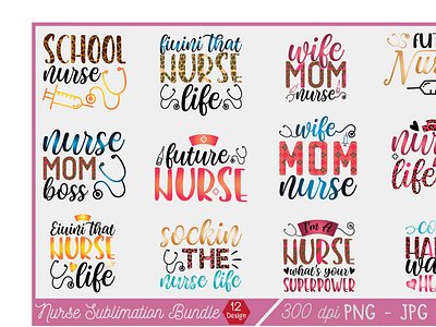 Nurse sublimation bundl 12 Design