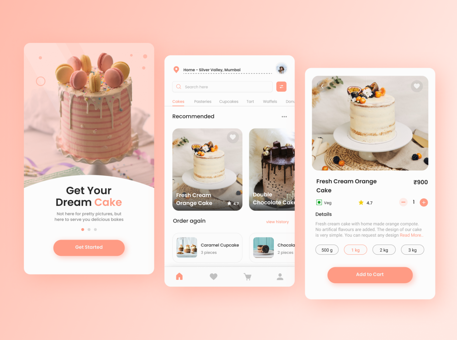 Cake App - UI Mobile by Nikita Singh on Dribbble