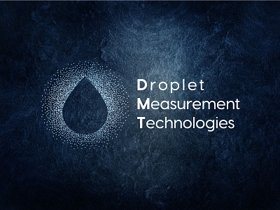 Droplet Measurement Technologies logo atmospheric research droplet environmental research gradient logo logo design negative space water