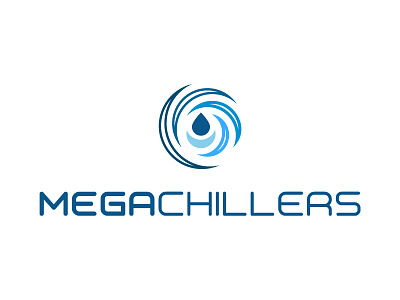 Megachillers blue clean curve droplet geometric logo minimalist modern professional smart water