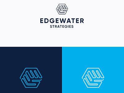 Edgewater Consulting Firm blue clean geometric hexagon line logo modern simple