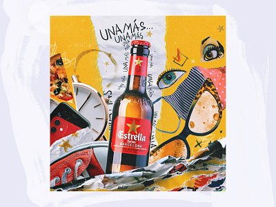 Illustration for Estrella beer 2d art alcohol branding artdirection beer collage collageart craftwork digitalart digitalartwork drinks graphicdesign illustration instagram post papercraft photomanipulation photoshop social media design visualization