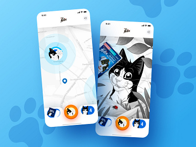 Felix. App design concept 2d art app design app illustration art direction brand design cat cat feed digital art illustration image editing image manipulation interface mobile app mobile game ui mobile games mobile ui promotion promotional design screens visualization