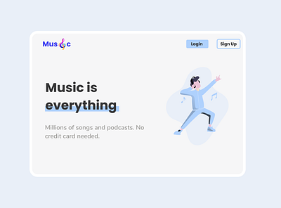 Music Site Landing page minimal modern ui web design