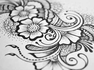 Floral Doodle 7 arabic henna drawing floral flowers free hand hand drawn henna ink intricate junoon designs mehndi pattern