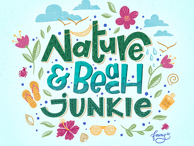 Nature & Beach Junkie barbados beach beach junkie beach life caribbean custom lettering hand drawn hand lettering illustration island life junoon designs lettering nature junkie procreate procreate lettering typography