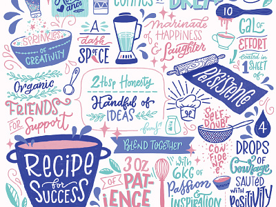 Recipe For Success courage famz hand drawn type hand lettering illustraion ingridients junoondesigns pattern art persistence recipe success typography