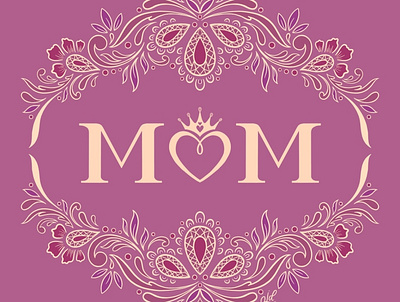MOM floral flourishes hand drawn hand lettering illustration junoon designs lettering mauve mom motherhood mothers mothersday ornamental pink typography