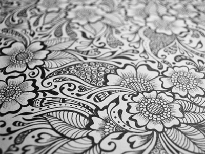 Floral II drawing floral flower free hand hand drawn ink junoon designs traditional