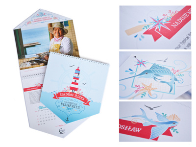 Leading Ladies in Caribbean Fisheries I anchor calendar design caribbean fisheries coastal fishing flying fish leading ladies lighthouse marlin