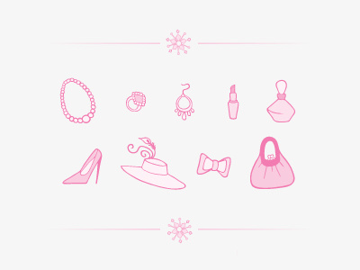 Accessories hand drawn icon icons jewellery junoon designs make up perfume pink
